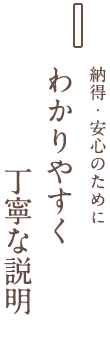 納得・安心のために、わかりやすく丁寧な説明